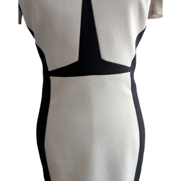 Karen Millen Colorblock Dress | Cream & Black | Size US 6 | Bodycon - Picture 5 of 10